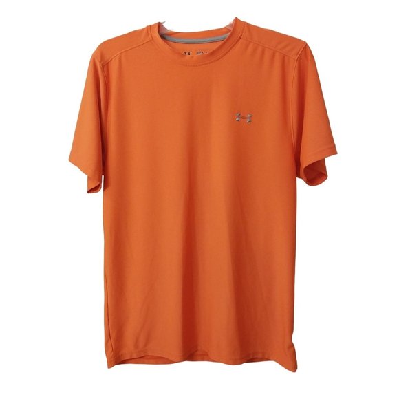 Under Armour Men's Orange Short Sleeve Crewneck Heat Gear Lightweight T Shirt Sz - Picture 1 of 6